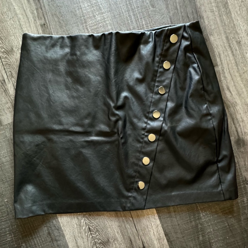 INC Black Leather Skirt